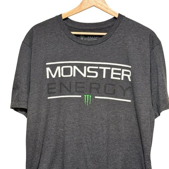 Monster Energy Gray Short Sleeve Graphic Logo Skater Mens T-shirt Sz Large - Picture 2 of 7